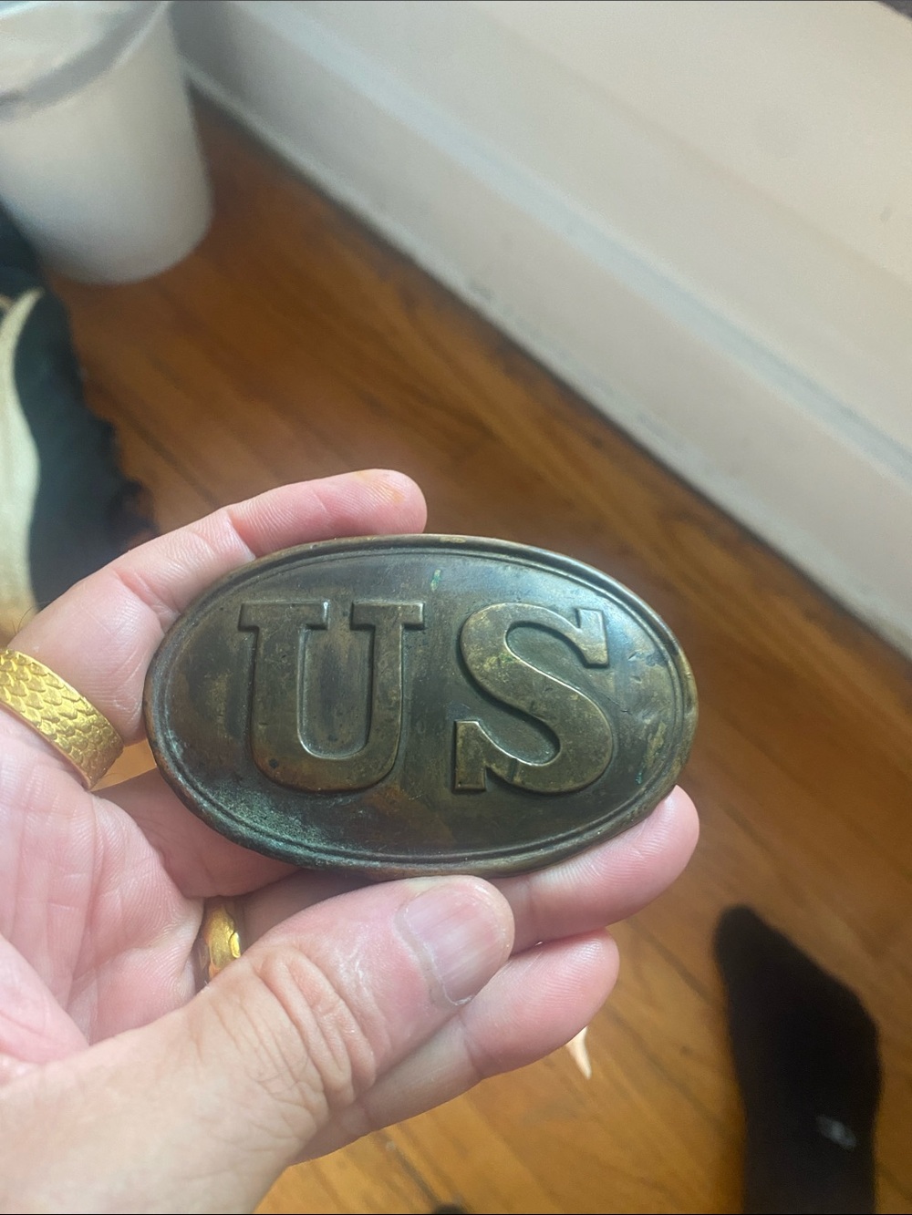 U.S. Army Brass Belt Buckle with Green Patina